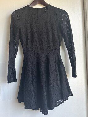 H&M Black Lace Long Sleeve Fit & Flare Dress Size 2